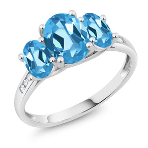 Swiss Blue Topaz - November_5_Ring in 10K White Gold