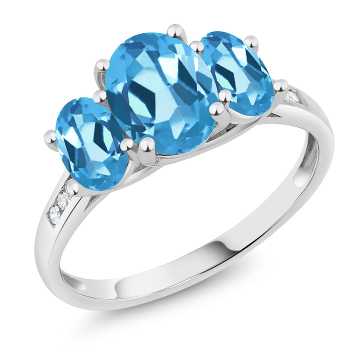 Swiss Blue Topaz - November_5_Ring in 10K White Gold