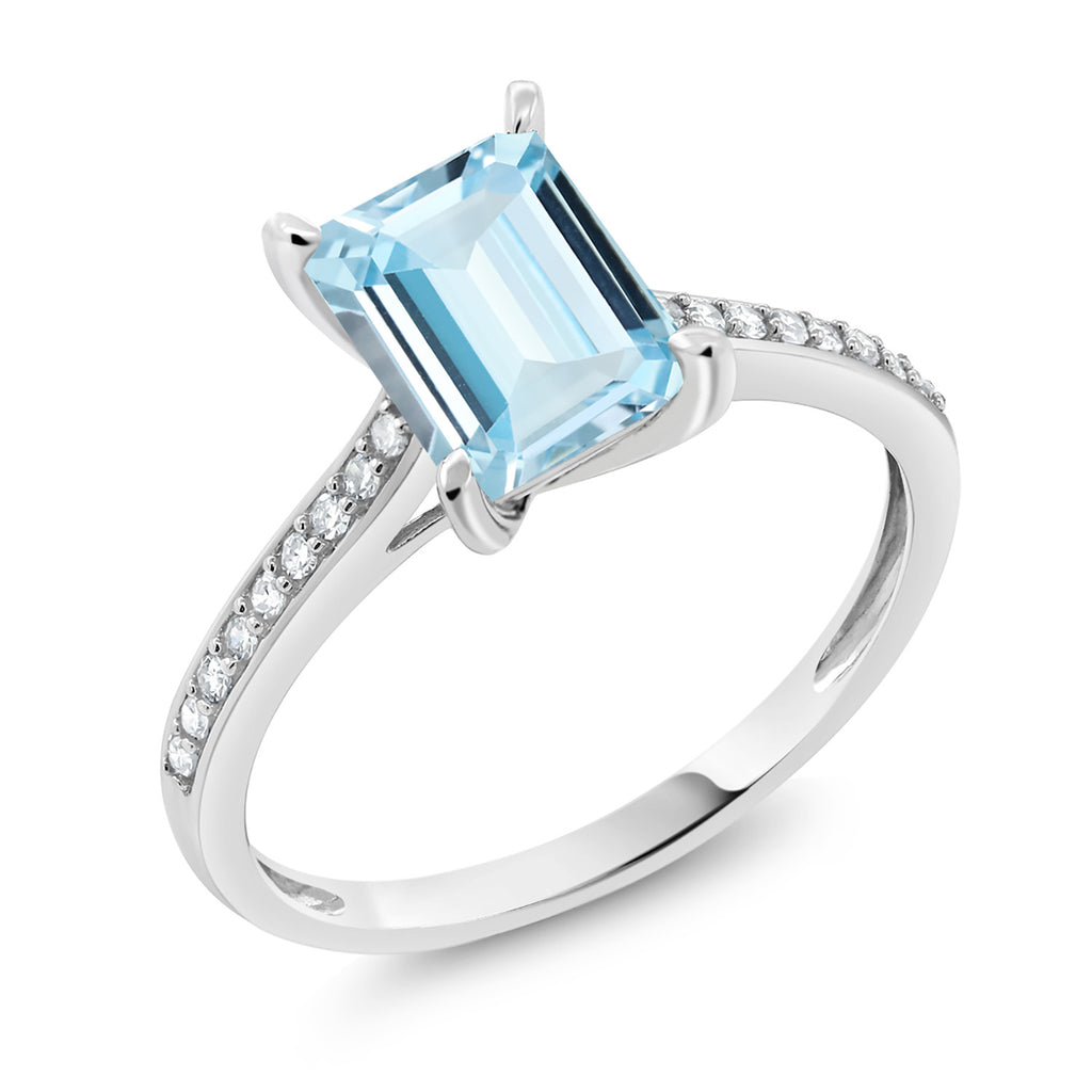 Aquamarine - March_7_Ring in 10K White Gold