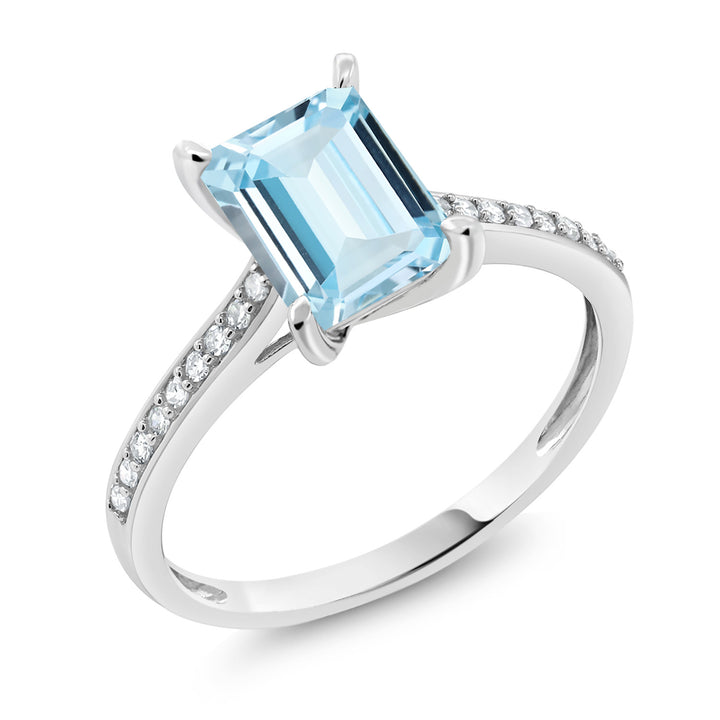 Aquamarine - March_5_Ring in 10K White Gold