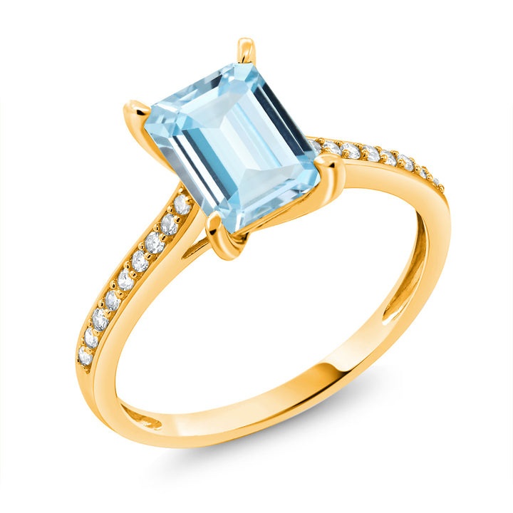 Aquamarine - March_5_Ring in 10K Yellow Gold