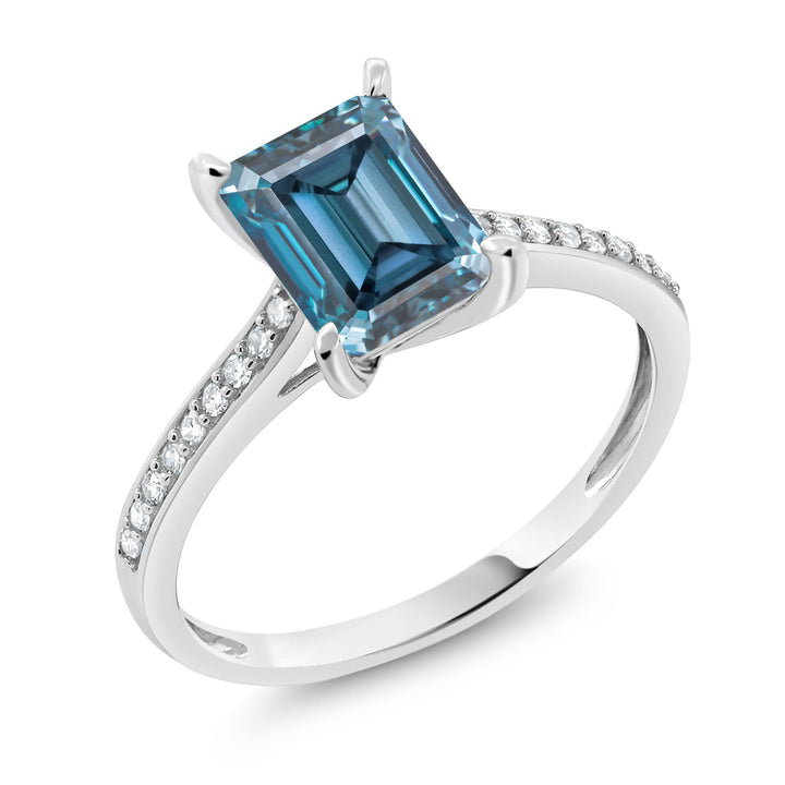 Persian Blue Moissanite - April_5_Ring in 10K White Gold