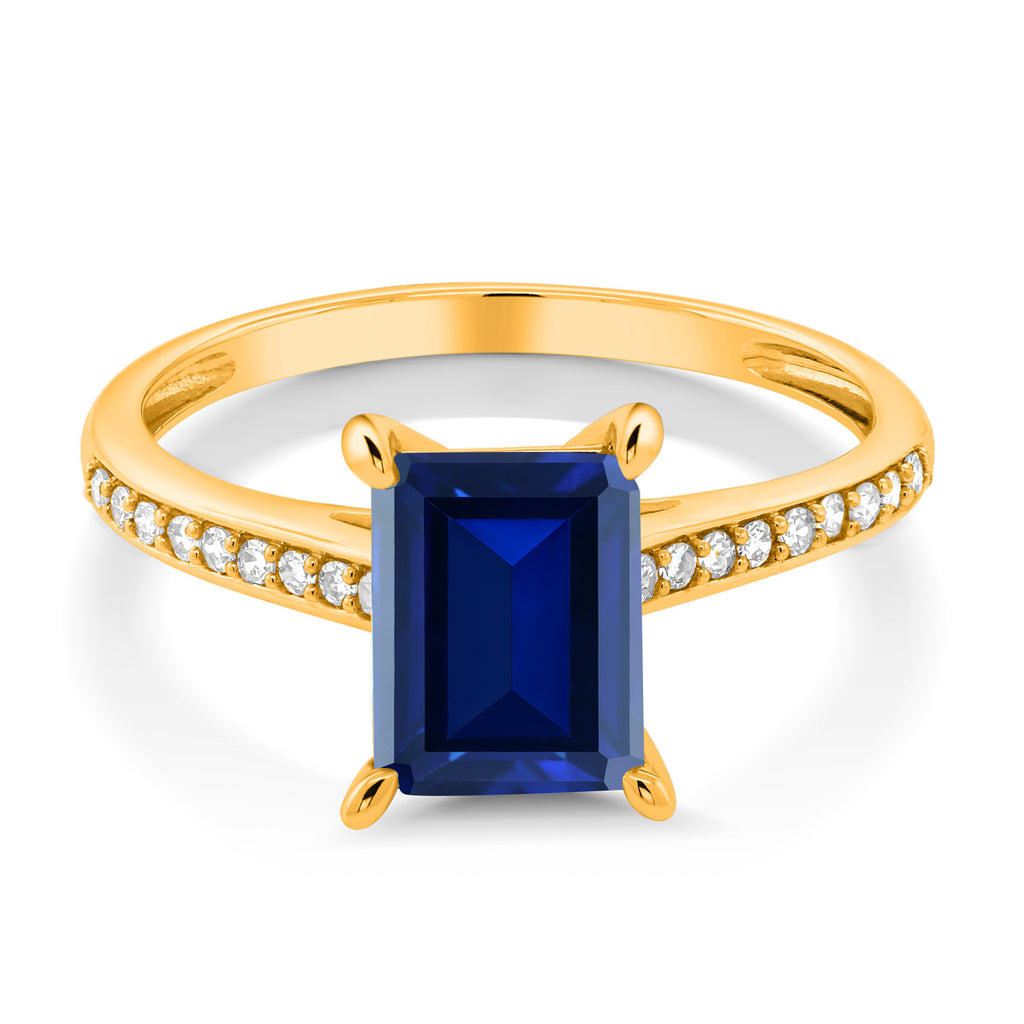 Blue Created Sapphire - September_Ring in 10K Yellow Gold