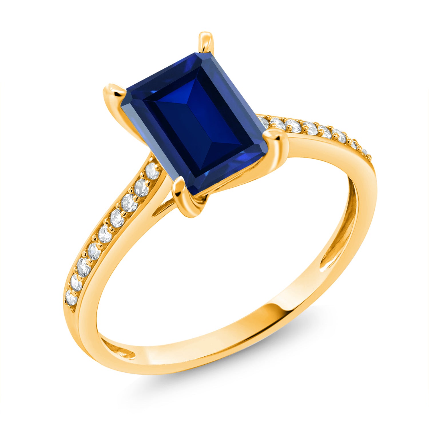 Blue Created Sapphire - September_7_Ring in 10K Yellow Gold