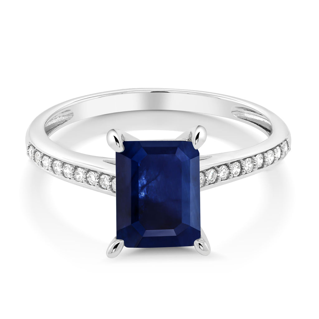 Blue Sapphire - September_Ring in 10K White Gold