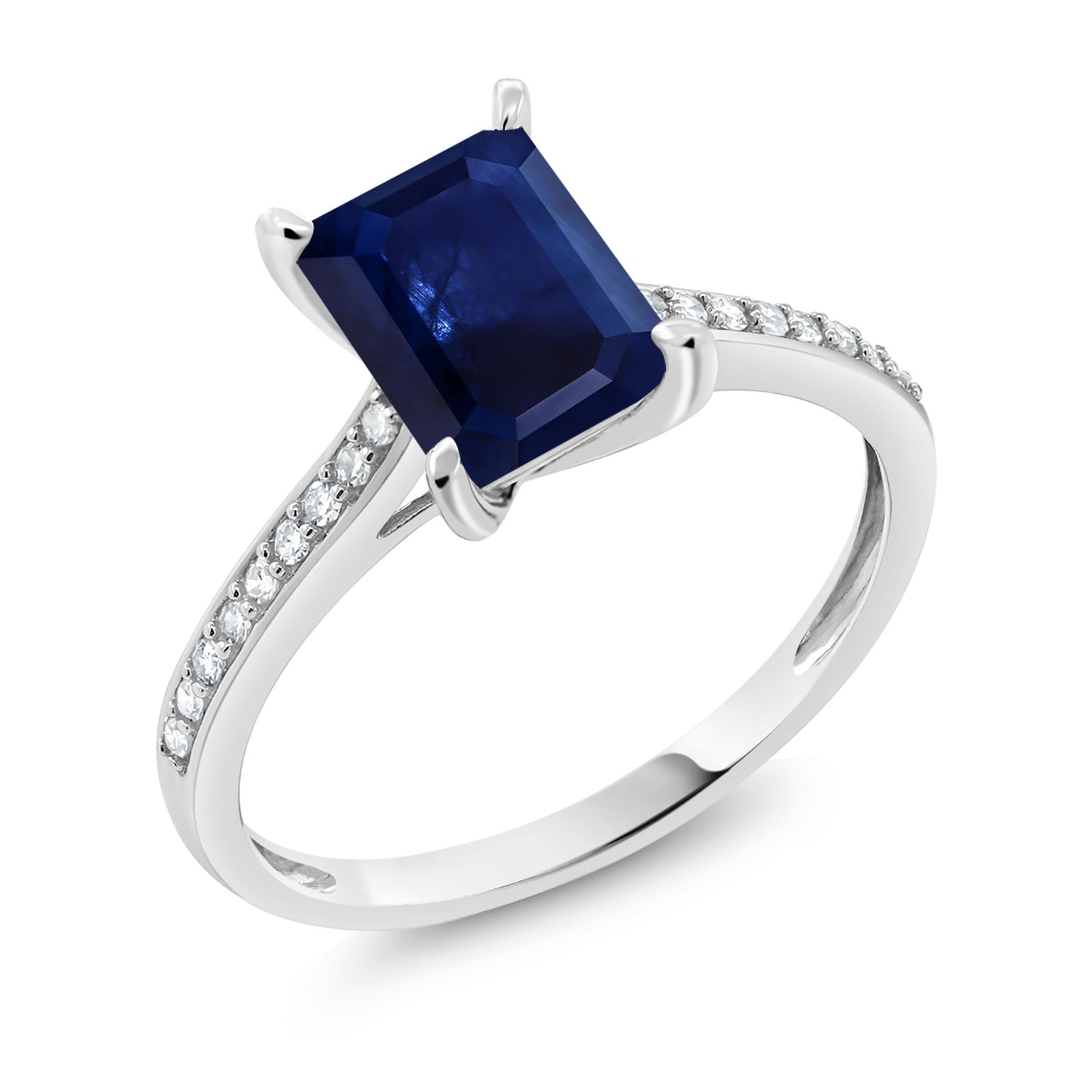 Blue Sapphire - September_Ring in 10K White Gold
