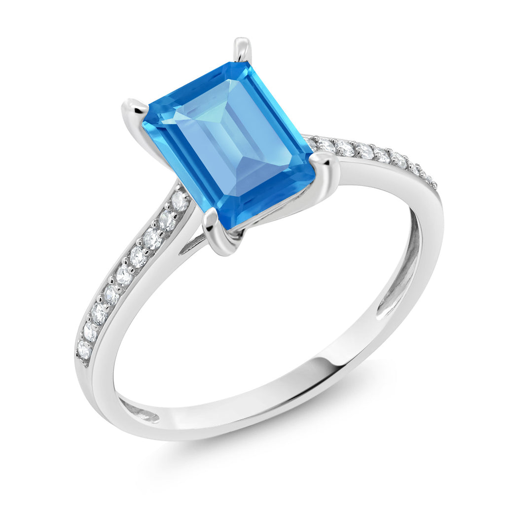Swiss Blue Topaz - November_8_Ring in 10K White Gold