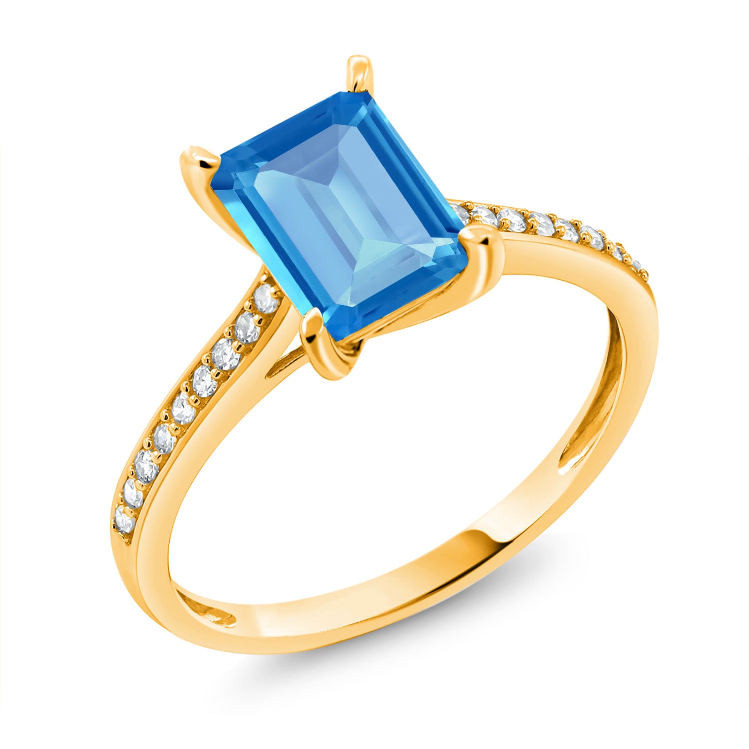 Swiss Blue Topaz - November_8_Ring in 10K Yellow Gold
