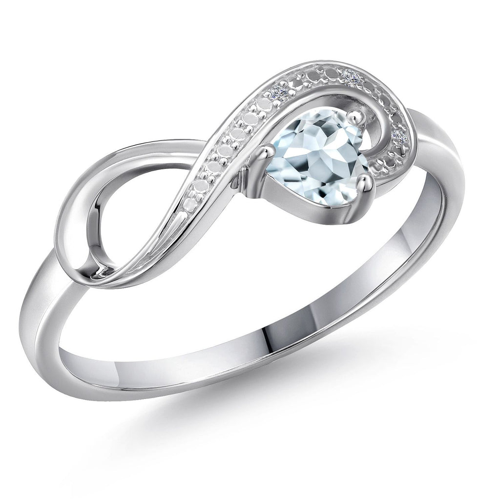 Aquamarine - March_9_Ring in 10K White Gold