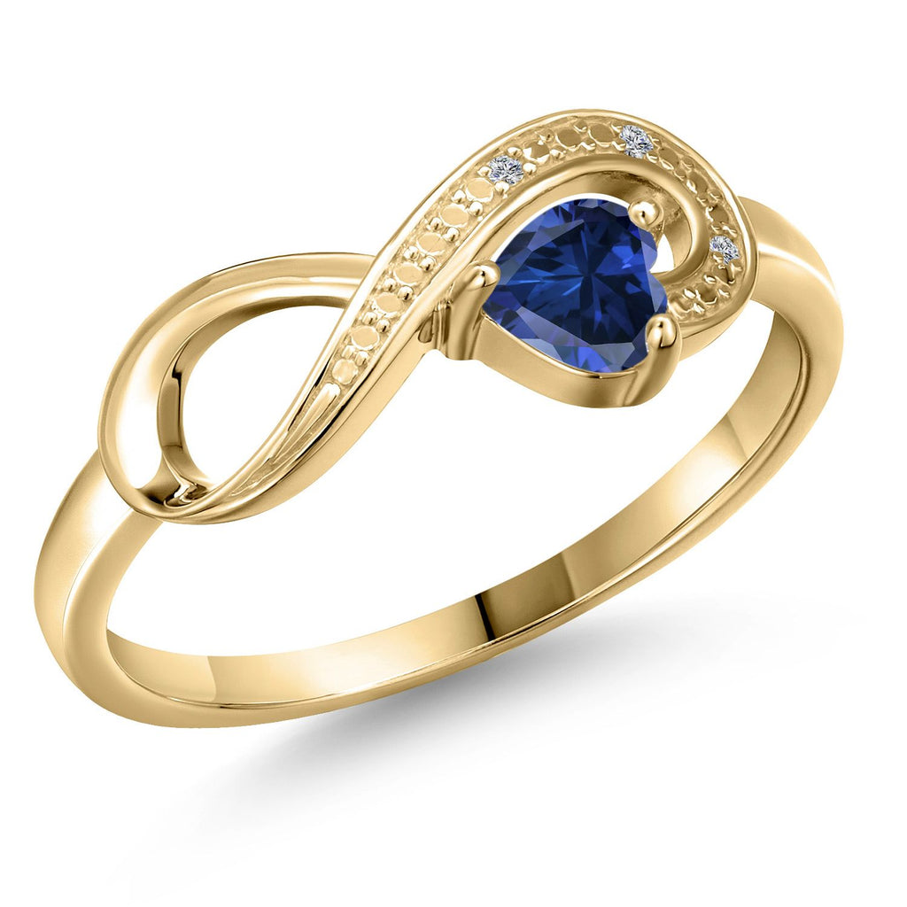 Blue Created Sapphire - September_9_Ring in 10K Yellow Gold