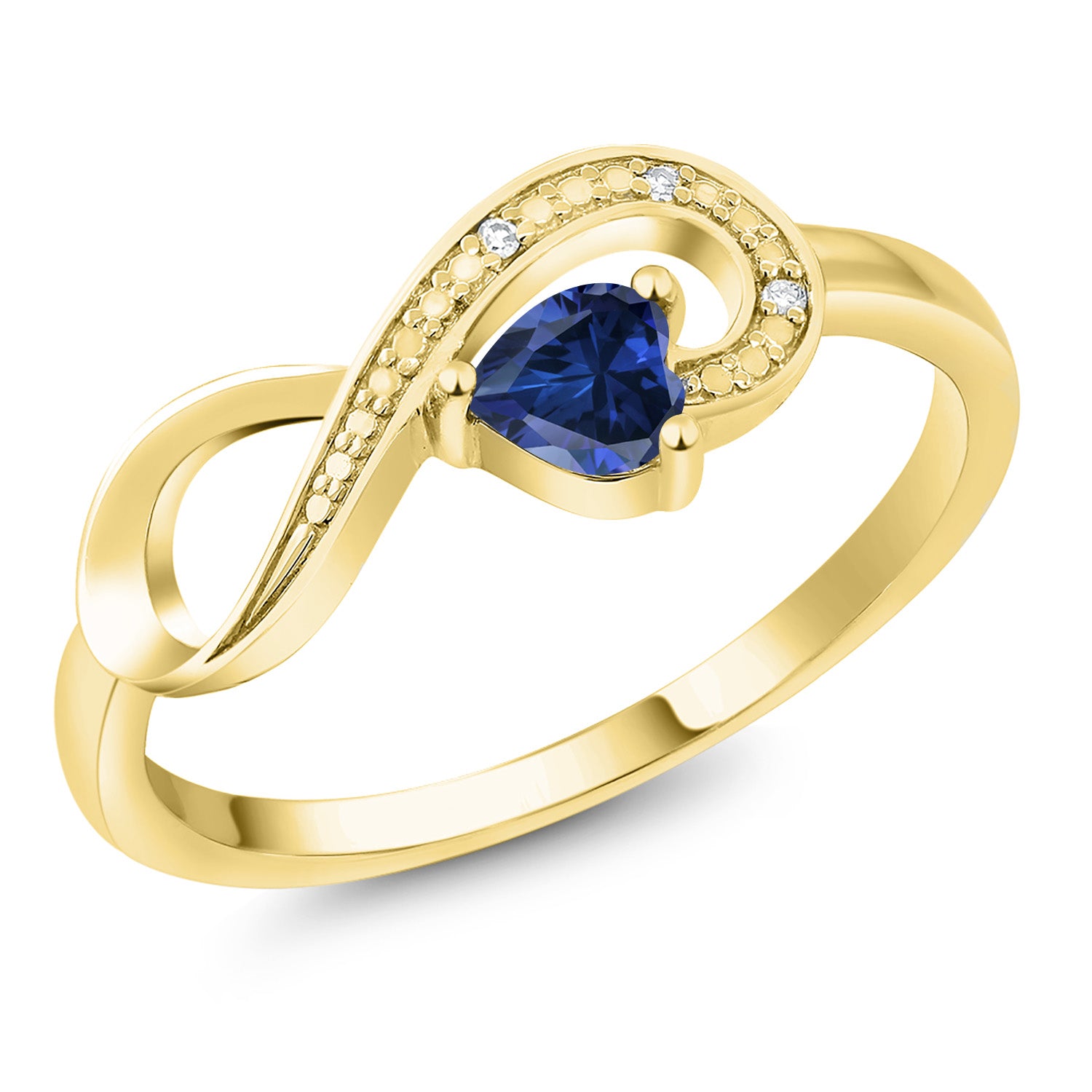Blue Created Sapphire - September_8_Ring in 10K Yellow Gold
