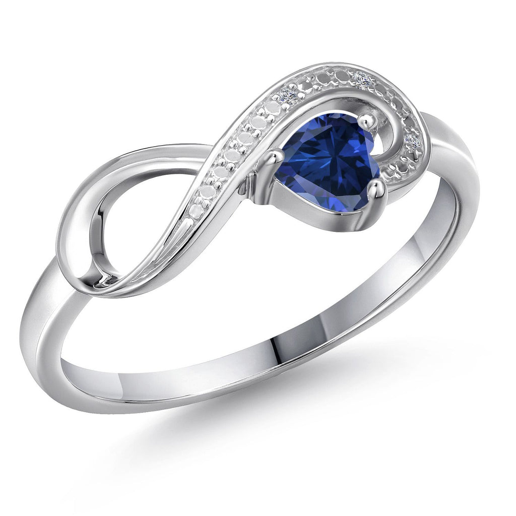 Blue Created Sapphire - September_9_Ring in 10K White Gold