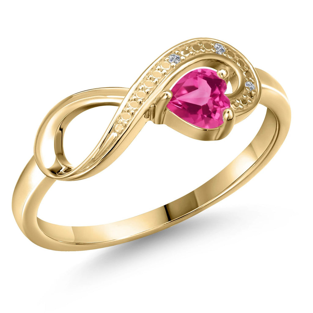Pink Created Sapphire - September_6_Ring in 10K Yellow Gold