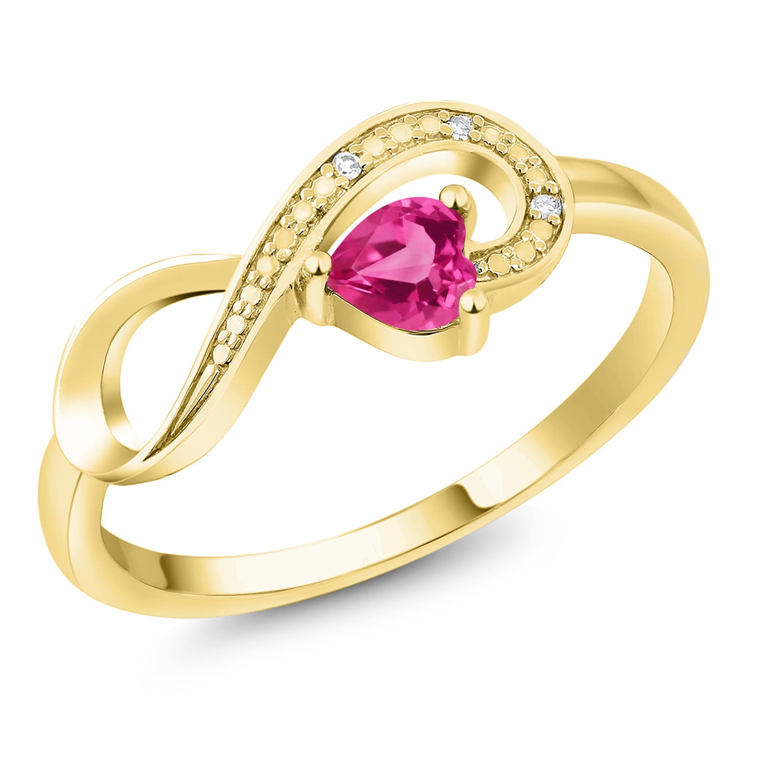 Pink Created Sapphire - September_9_Ring in 10K Yellow Gold