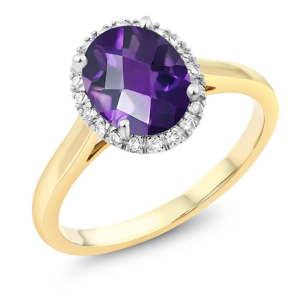 Amethyst-Checkerboard - February_9.5_Ring in 10K Yellow Gold