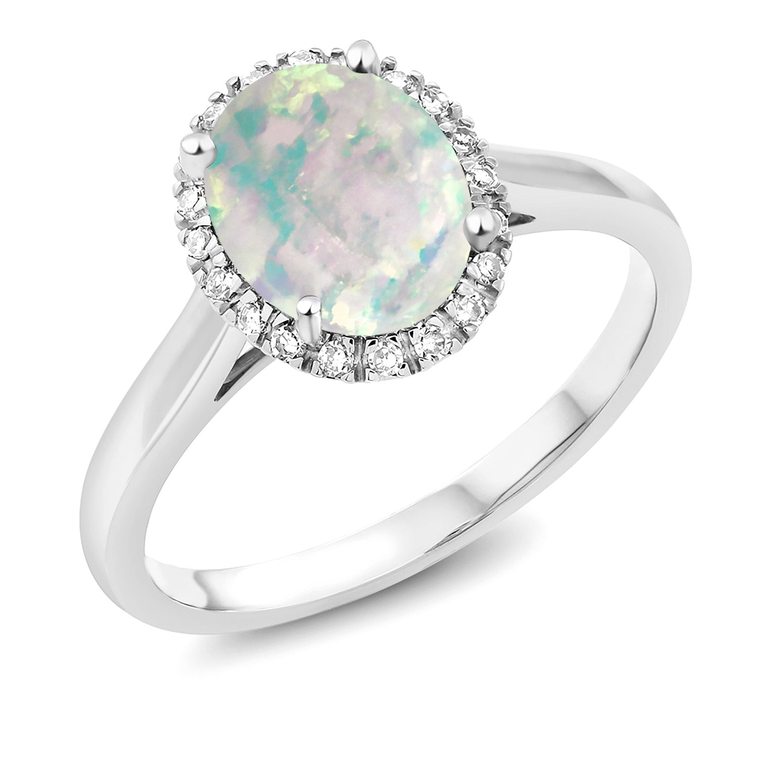 White Opal-Cabochon - October_6.5_Ring in 10K White Gold