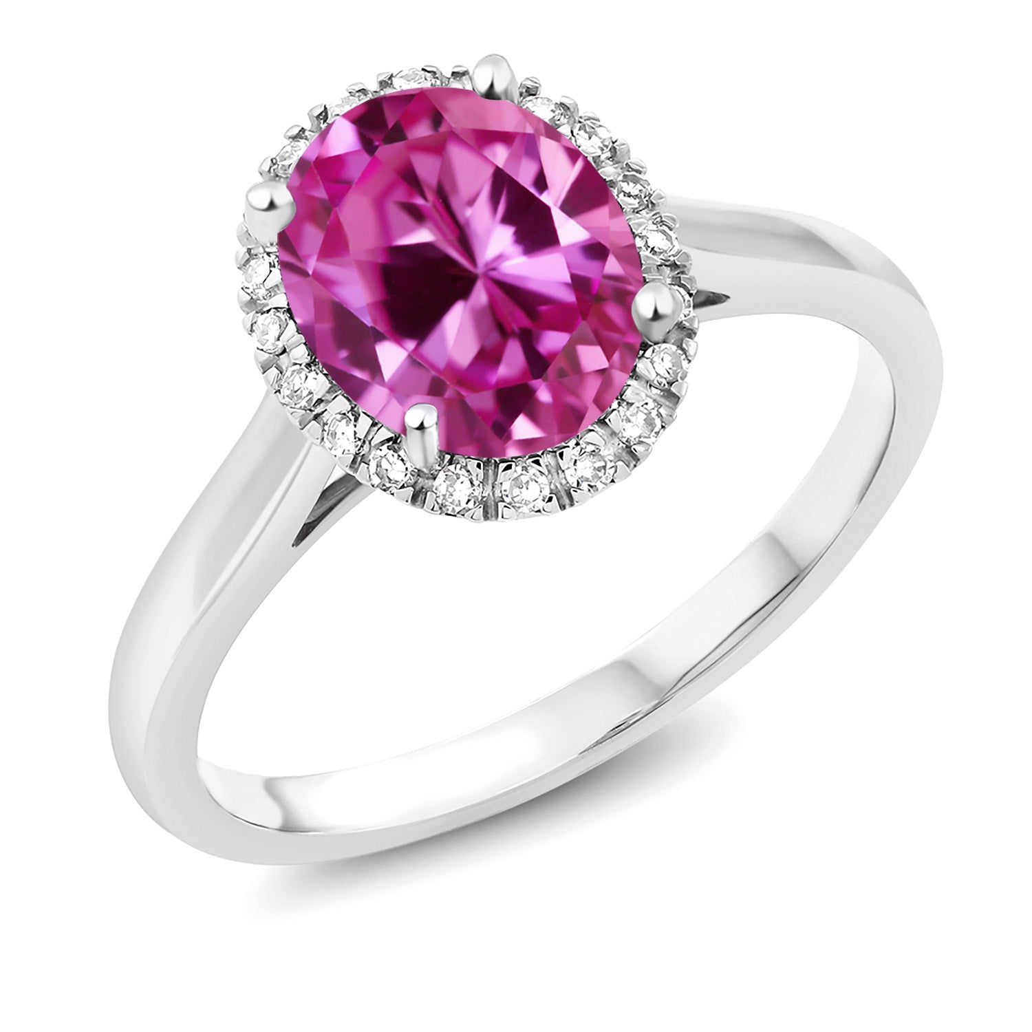 Pink Created Sapphire - September_9.5_Ring in 10K White Gold