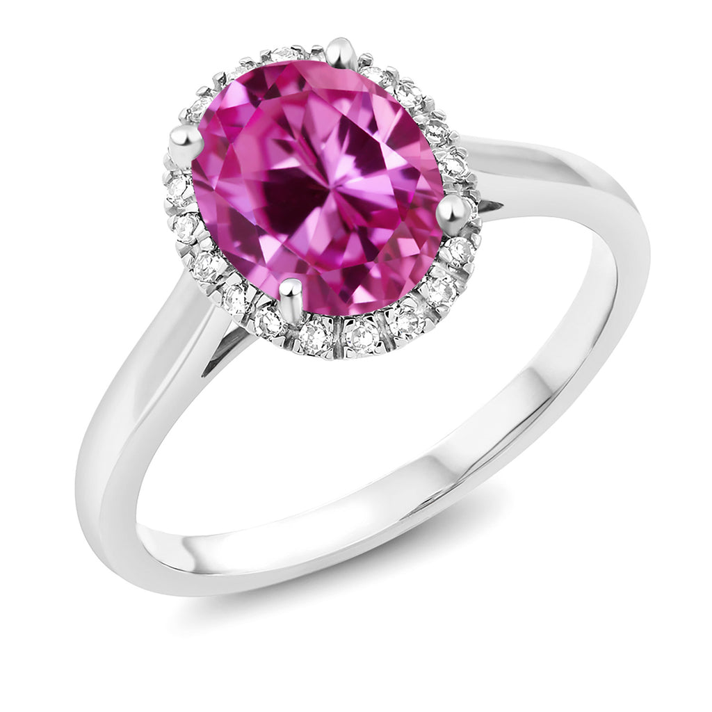 Pink Created Sapphire - September_8.5_Ring in 10K White Gold