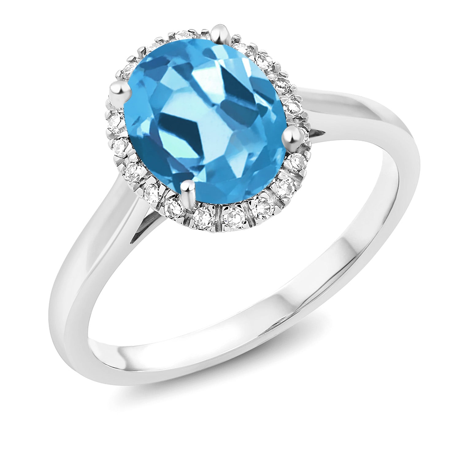 Swiss Blue Topaz - November_8_Ring in 10K White Gold