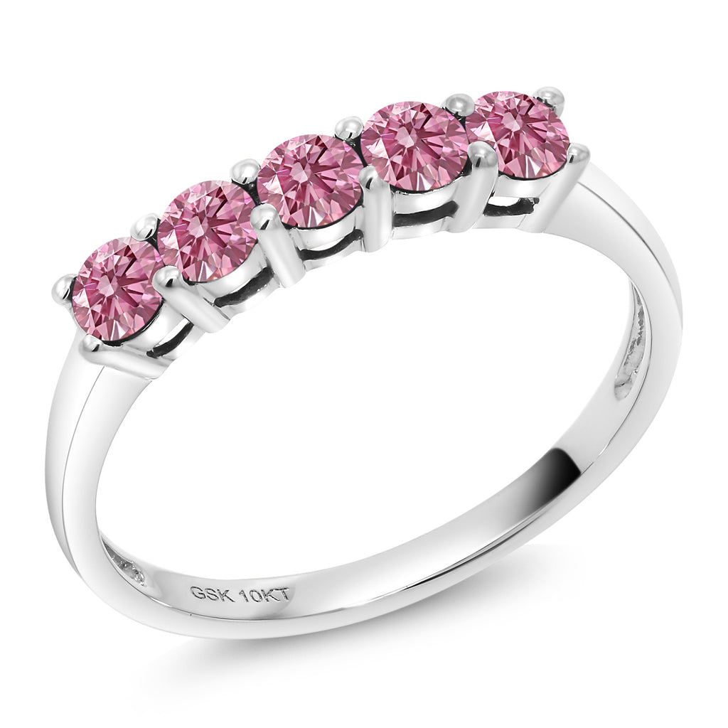 Pink Lab Grown Diamond_7_Ring in 10K White Gold