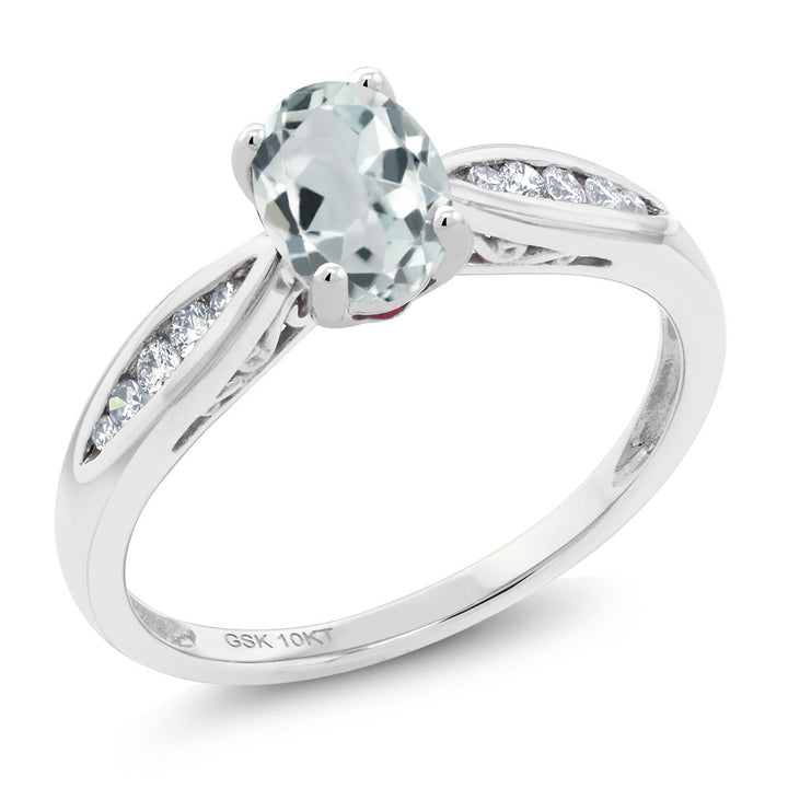 Aquamarine - March_5_Ring in 10K White Gold