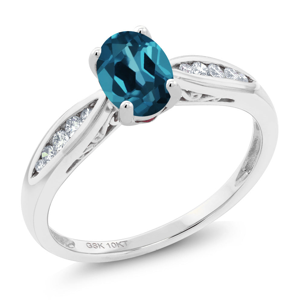 London Blue Topaz - November_7_Ring in 10K White Gold