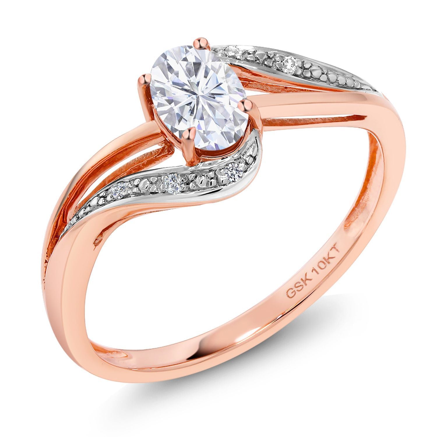 Moissanite and Diamond_5_Ring in 10K Rose Gold