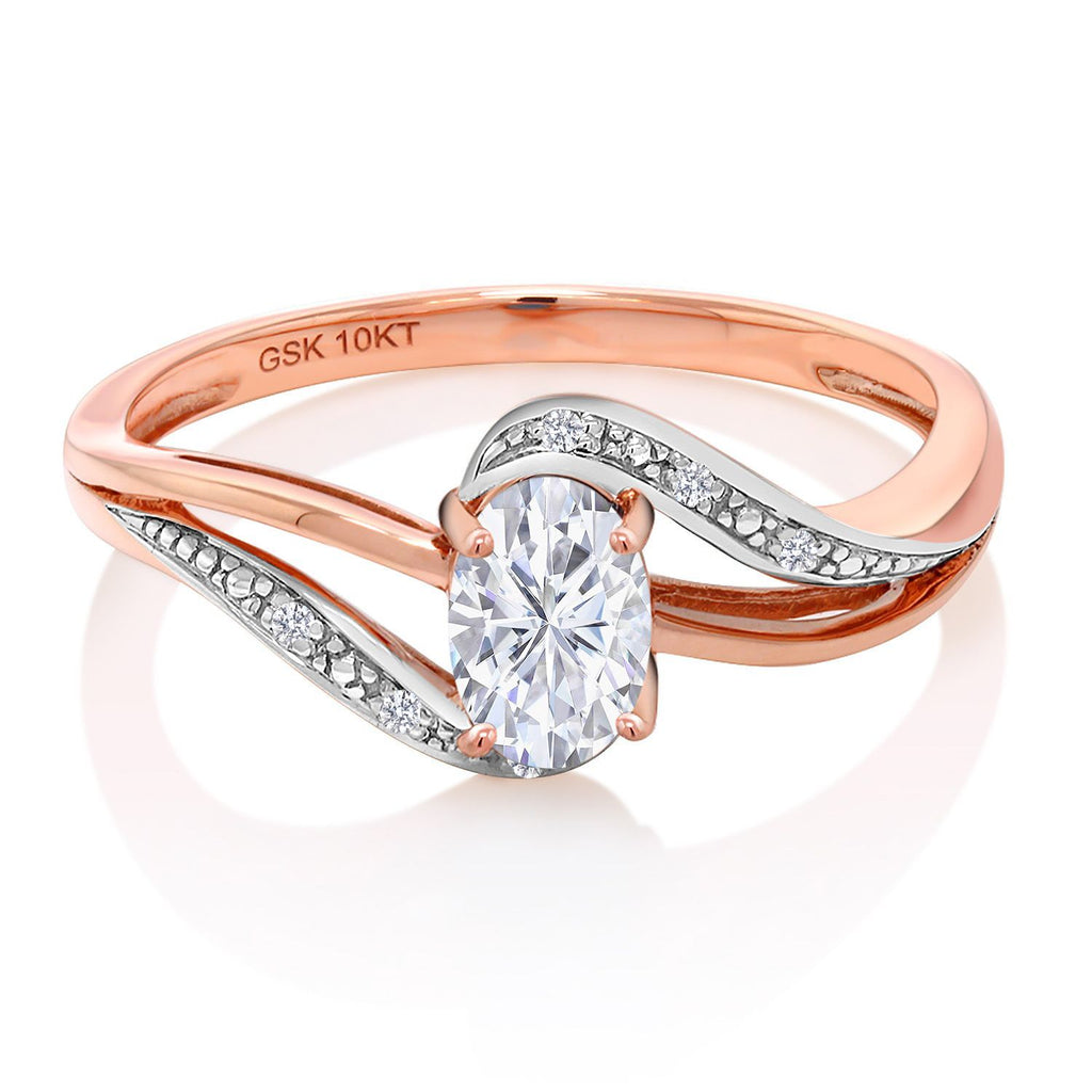 Moissanite and Diamond_5_Ring in 10K Rose Gold