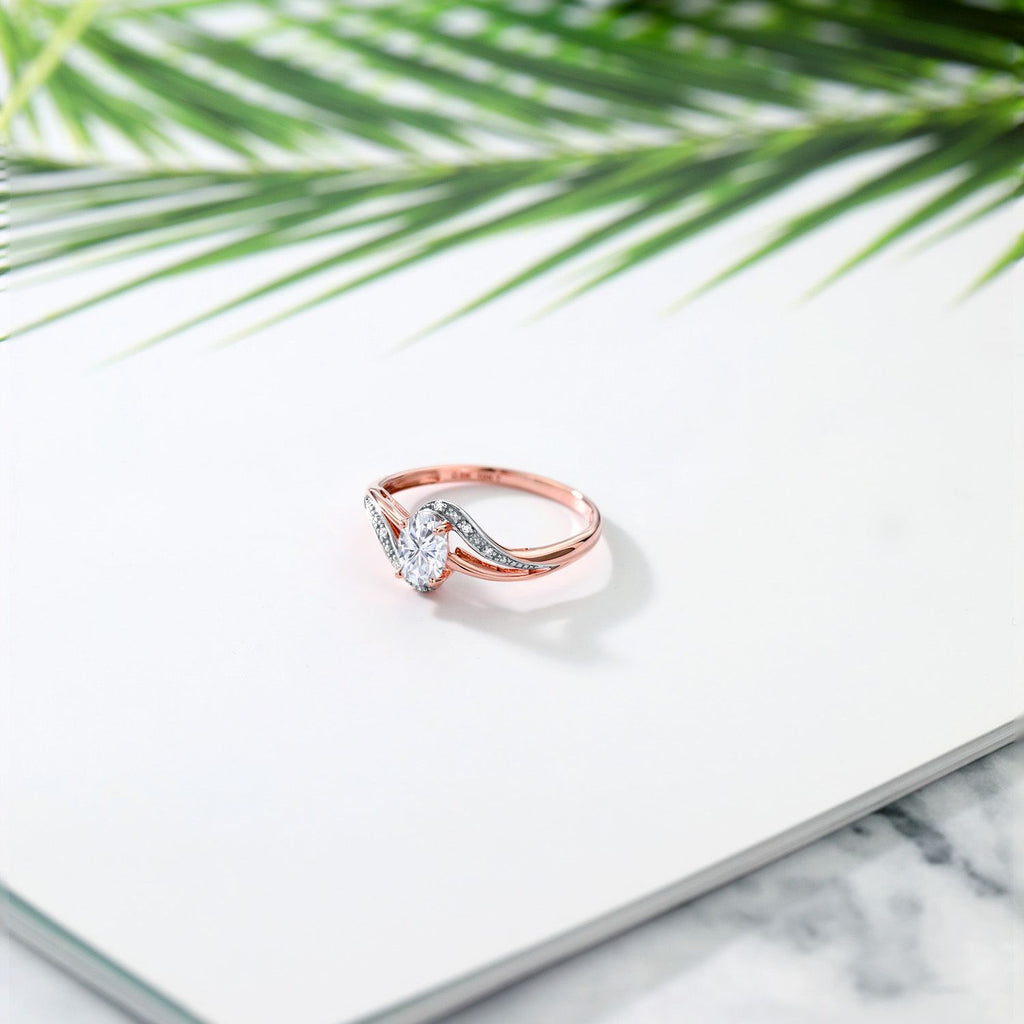 Moissanite and Diamond_5_Ring in 10K Rose Gold