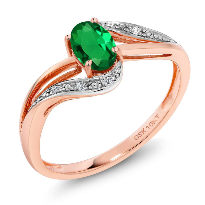 Nano Emerald - May_5_Ring in 10K Rose Gold