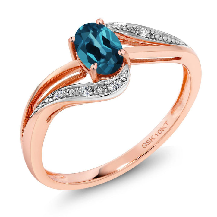London Blue Topaz - November_5_Ring in 10K Rose Gold