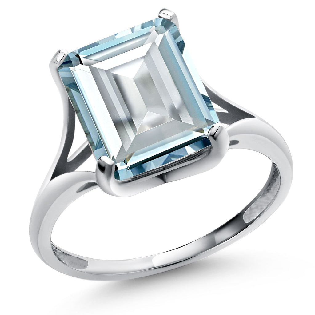 Simulated Aquamarine - March_9_Ring in 14K White Gold