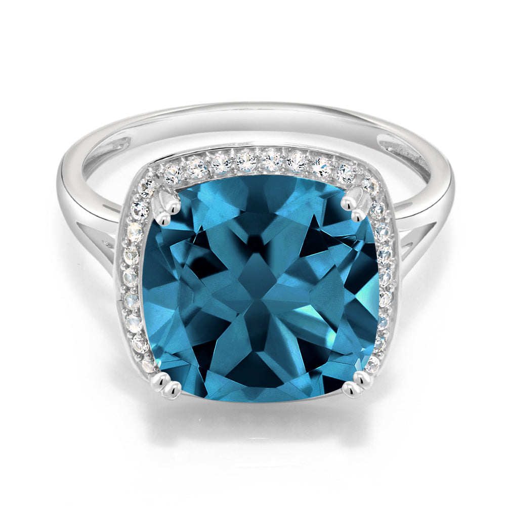 London Blue Topaz - November_9_Ring in 10K White Gold