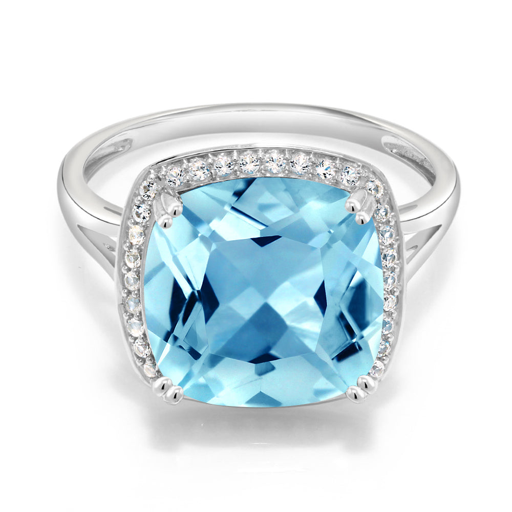Swiss Blue Topaz - November_5_Ring in 10K White Gold