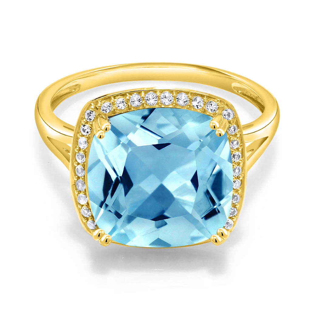 Swiss Blue Topaz - November_6_Ring in 10K Yellow Gold
