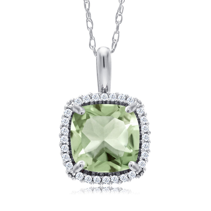 Prasiolite_Pendant in 10K White Gold