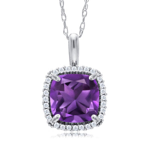 Amethyst and Diamond_Pendant in 10K White Gold