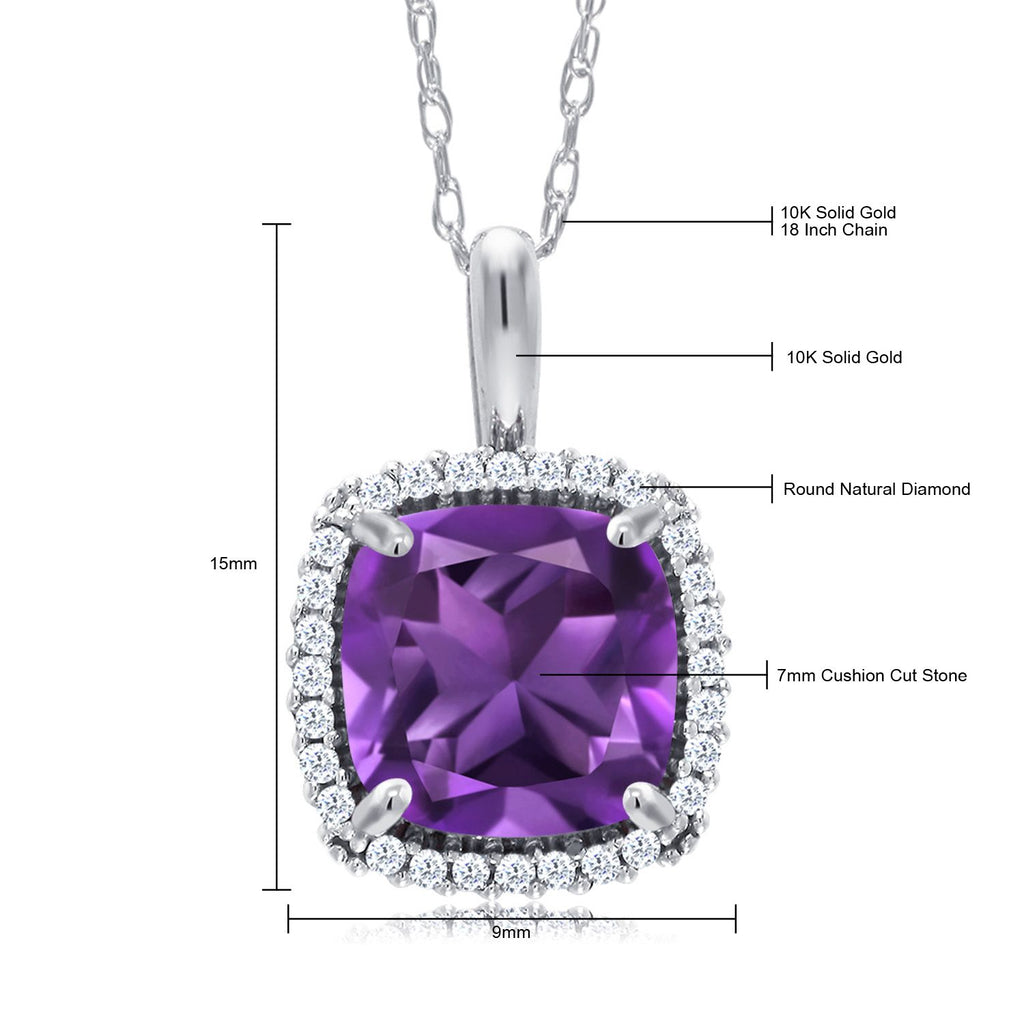 Amethyst and Diamond_Pendant in 10K White Gold