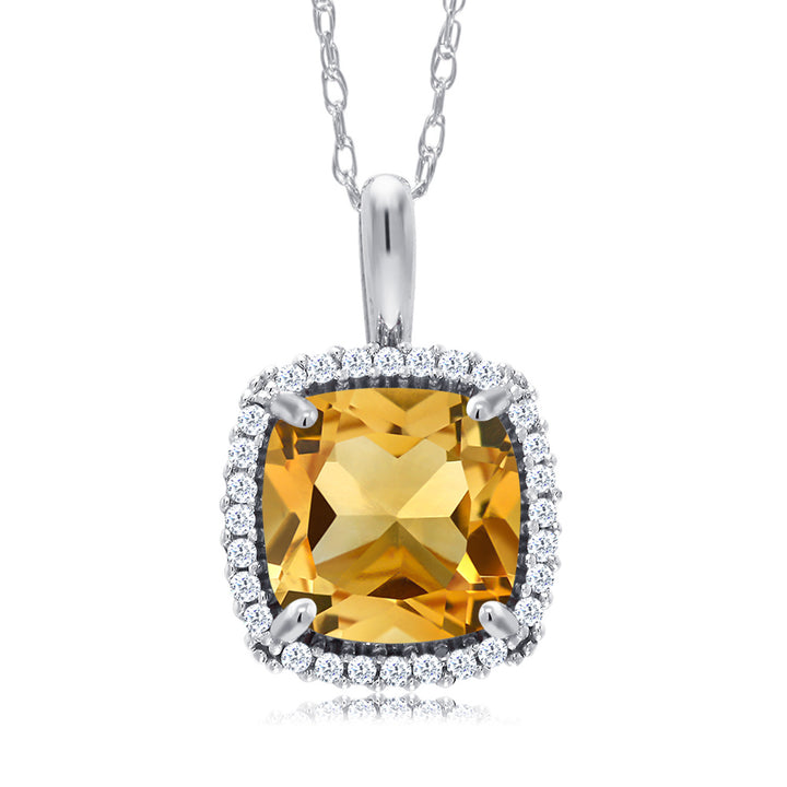 Citrine - November_Pendant in 10K White Gold