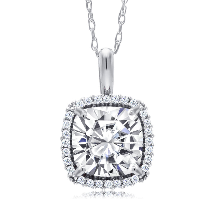 Moissanite - April_Pendant in 10K White Gold