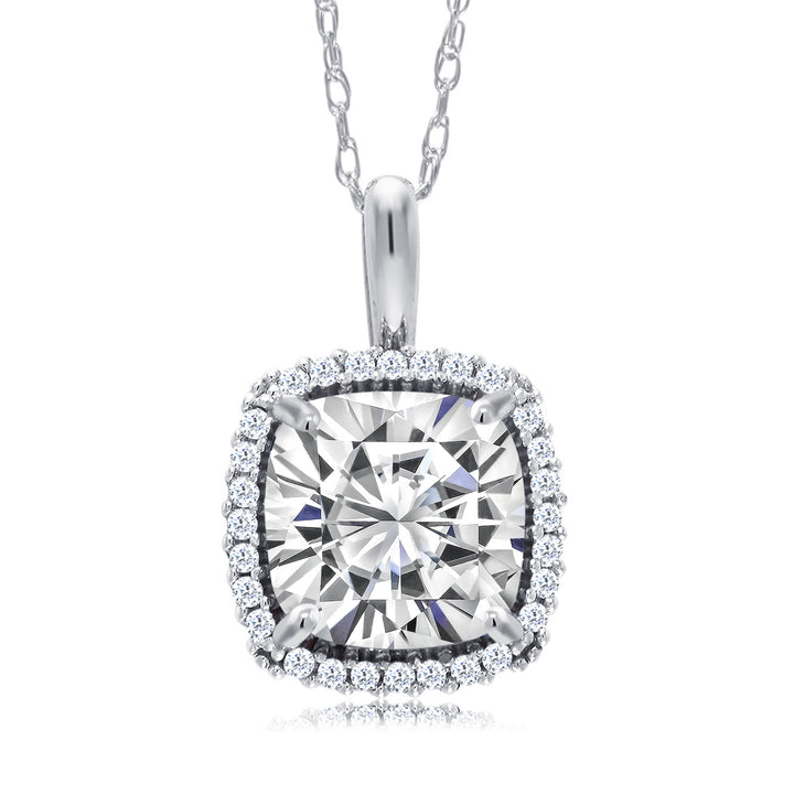 White Moissanite - April_Pendant in 10K White Gold