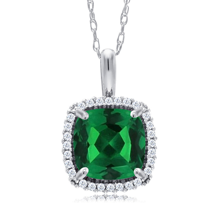 Nano Emerald - May_Pendant in 10K White Gold