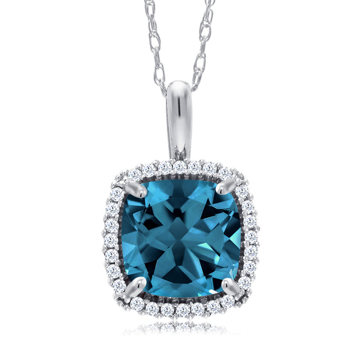 London Blue Topaz - November_Pendant in 10K White Gold