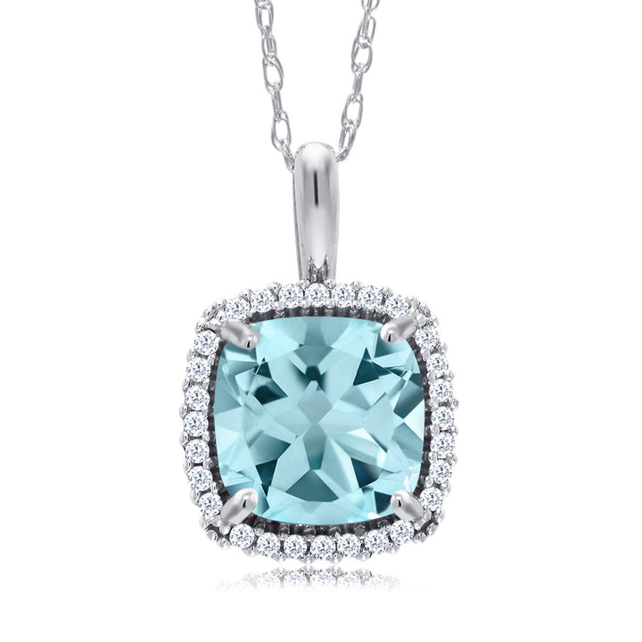 Sky Blue Topaz - November_Pendant in 10K White Gold