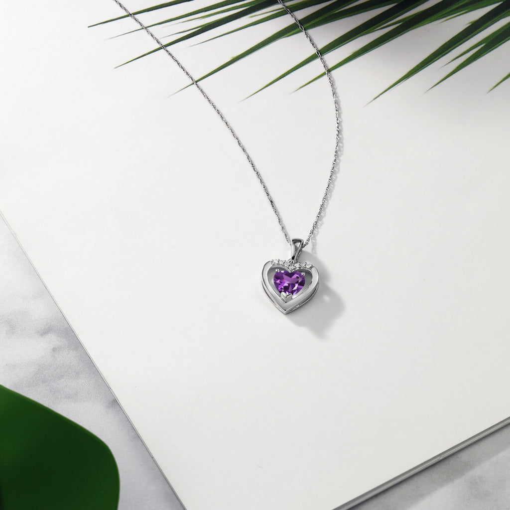 Amethyst - February_Pendant in 10K White Gold