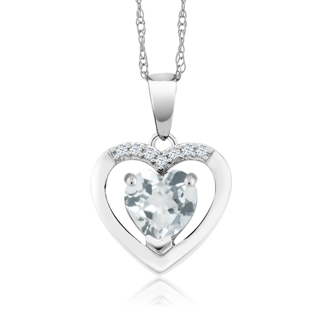 Aquamarine - March_Pendant in 10K White Gold