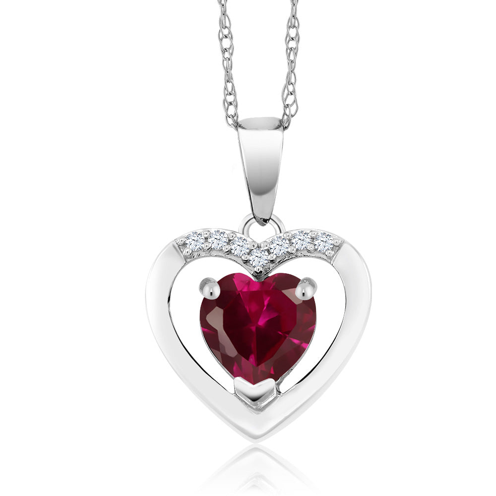 Created Ruby - July_Pendant in 10K White Gold