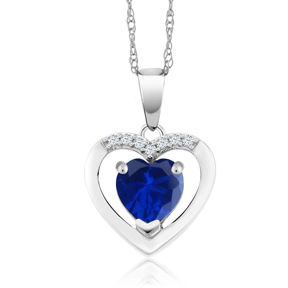 Created Sapphire - September_Pendant in 10K White Gold