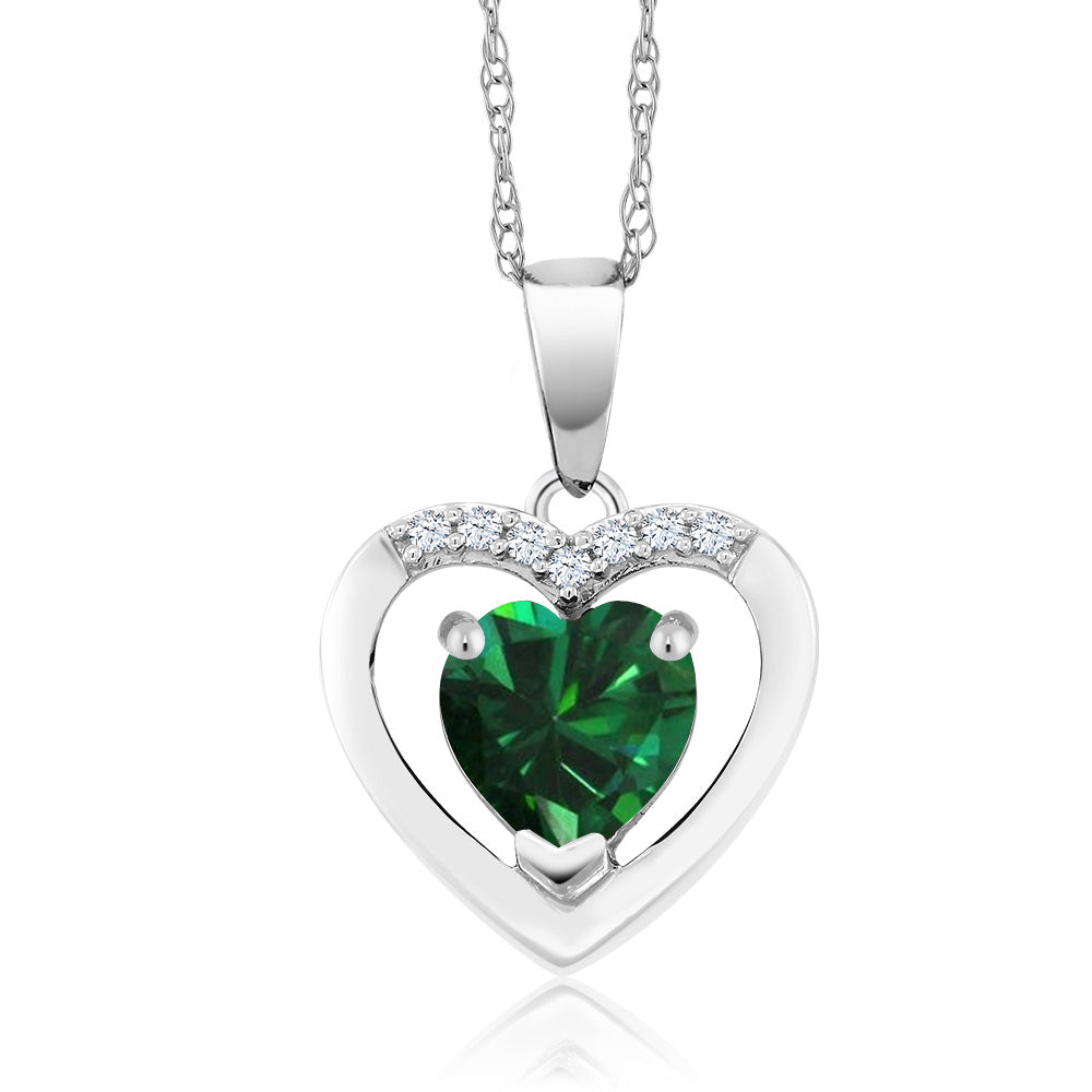 Nano Emerald - May_Pendant in 10K White Gold