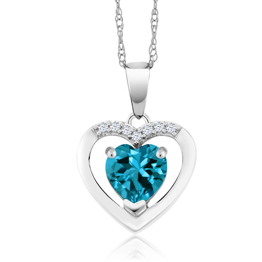London Blue Topaz - November_Pendant in 10K White Gold